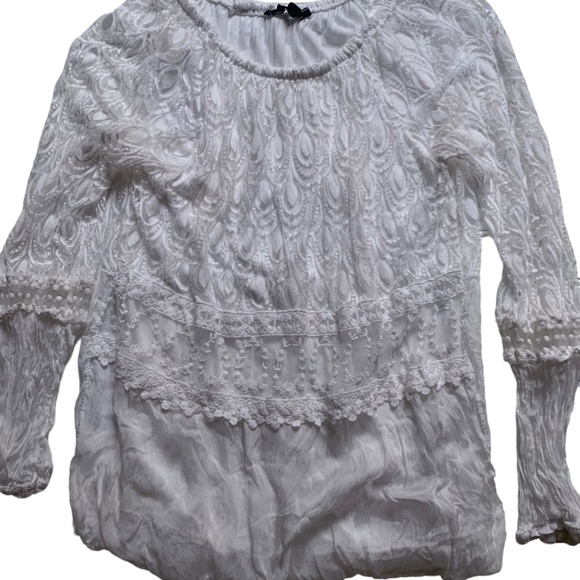 Charlie B White Lace Long Sleeve Top S - Picture 3 of 4